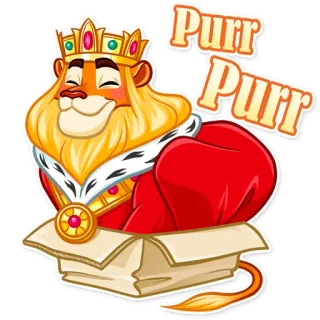 😊 Purr Purr лев, король, кот, корона, милый, мультфильм telegram sticker