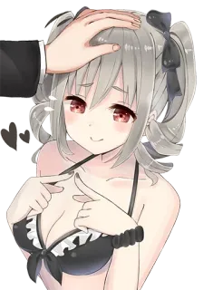 ❤️ Garota anime, Kawaii, Biquíni, Desenho animado, Fofo, Olhos vermelhos telegram sticker