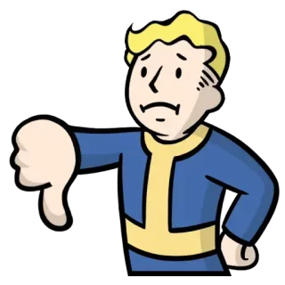 👎 Vault Boy Fallout Daumen runter, Vault Tec, Gaming, Fallout, Cartoon telegram sticker