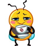 🥴 ผึ้ง, กาแฟ, แมลง, เหนื่อย, อีโมจิ telegram sticker