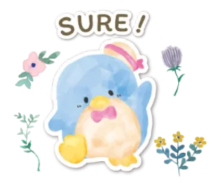 🧁 SURE! mono, adorable, kawaii, pingüino, bebé, dibujo animado, animal whatsapp sticker