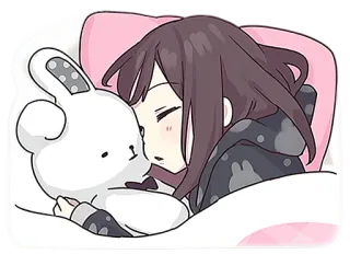 😴 sleeping, girl, anime, kawaii, bunny, cute, pillow telegram sticker
