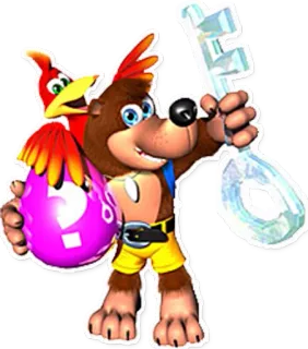 ❓ Banjo & Kazooie Banjo-Kazooie Videospiel, Bär, Vogel, Schlüssel, Fragezeichen, Cartoon telegram sticker