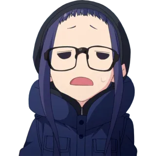 😓 动漫, 角色, 贴纸, 眼镜, 无聊, 疲惫 telegram sticker