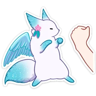 👊 zorro, lindo, alas, animal, dibujos animados, kawaii telegram sticker