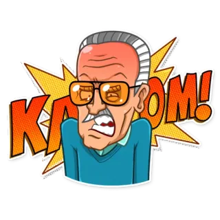 😡 Stan Lee KA-BOOM! stan lee, marvel, kaboom, comic, superhero, cartoon telegram sticker