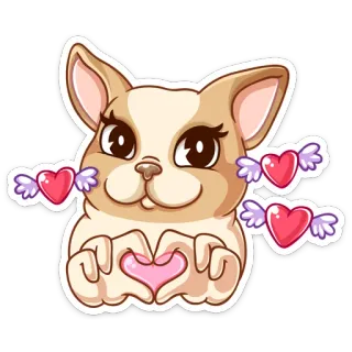 ❤️ cachorro, amor, corações, asas, fofo, animal de estimação, animal telegram sticker