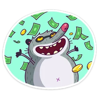 💰 rakun, uang, kartun, perayaan, kesuksesan, kekayaan, bahagia telegram sticker