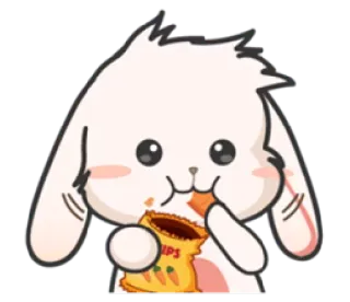 🌝 CHIPS coelho, coelhinho, batatas fritas, lanche, comida, fofo telegram sticker