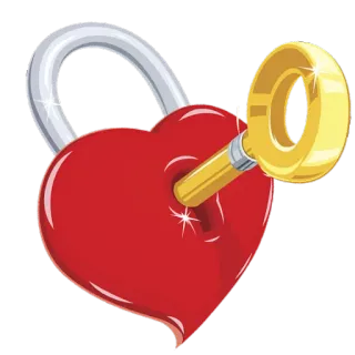 ❣ coração, cadeado, chave, amor, romance, Dia dos Namorados telegram sticker