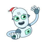 🕛 robot, cartoon, christmas, holiday, festive, character whatsapp sticker