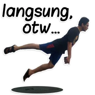 🏃 langsung. otw... homem, correndo, a caminho, direto, a caminho, velocidade, humor, diversão telegram sticker