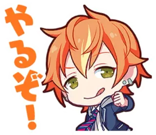 😋 やるぞ! Anime, Garçon, Excité, Manga, Japonais, Cheveux orange whatsapp sticker