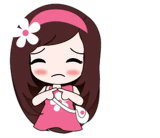 😟 卡通, 女孩, 可爱, 卡哇伊, 动漫, 贴纸 whatsapp sticker