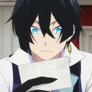 💎 Noé Archiviste The Case Study of Vanitas Anime, Noé Archiviste, Vanitas, Manga, Personnage, cheveux noirs, yeux bleus telegram sticker