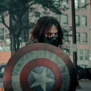 🦾 Winter Soldier มาร์เวล, ซูเปอร์ฮีโร่, อาวุธ, โล่, ทหาร, ใส่หน้ากาก telegram sticker