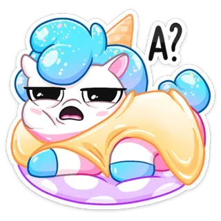 🛌 A? Pônei, Unicórnio, Fofo, Pergunta, Desenho animado telegram sticker