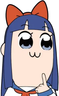 🤔 Pipimi Pop Team Epic anime, manga, Pipimi, Pop Team Epic, middle finger, offensive, cartoon telegram sticker