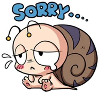 😪 SORRY... minta maaf, sedih, siput, imut, air mata, kartun whatsapp sticker