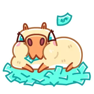 💰 капибара, милый, животное, каваи, доллар, деньги, иллюстрация telegram sticker