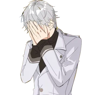 🙈 Anime, Charakter, Junge, Weißes Haar, Traurig, Weinend, Geste telegram sticker