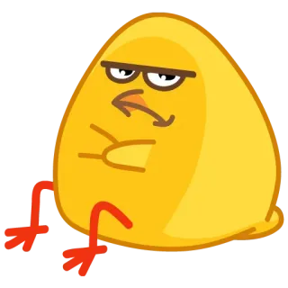 😖 gelb, Huhn, Vogel, Cartoon, arrogant, nachdenklich, lustig whatsapp sticker