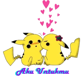 😘 Pikachu Aku Untukmu pokemon, pikachu, amor, corações, desenho animado, anime, fofo whatsapp sticker