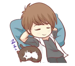 😴 zzz schlafend, schlaf, junge, katze, chibi, anime, cartoon telegram sticker