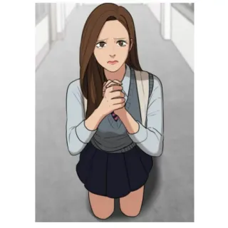 😔 Garota anime, Implorando, Uniforme escolar, Emocional, Preocupada, Triste telegram sticker