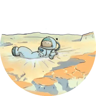 🌓 космонавт, космос, луна, мультфильм whatsapp sticker
