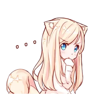 😐 anime girl, cat ears, kawaii, cute, sticker whatsapp sticker