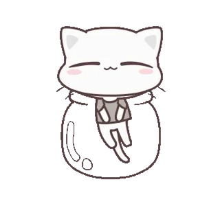😌 gato, lindo, kawaii, pegatina, animal, dibujo animado whatsapp sticker