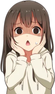 😱 Anime, Manga, Mädchen, geschockt, überrascht, emotional, süß, Cartoon whatsapp sticker