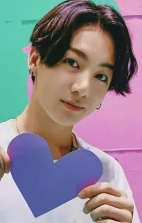 💜 Jungkook jungkook, bts, k-pop, певец, сердце, портрет whatsapp sticker