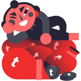 💰 richesse, argent, riche, finance, dessin animé, trésor, rouge telegram sticker