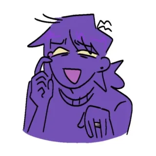 😣 paars, personage, cartoon, glimlachend, blij, tekening telegram sticker