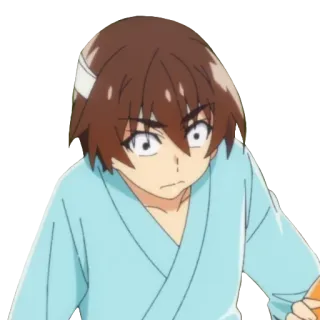 😨 Anime, Dibujos animados, Personaje, Herido, Vendaje, Masculino whatsapp sticker