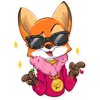 😎 fox, cartoon, animal, sunglasses, jewelry, gangster, cool telegram sticker