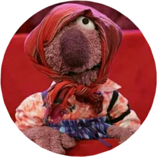 😶 con rối, đỏ, muppet, khăn trùm đầu, nhân vật telegram sticker