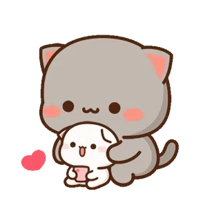 🤗 chat, chien, mignon, dessin animé, kawaii, animal, coeur, amitié telegram sticker