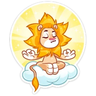 🧘‍♂️ สิงโต, สมาธิ, โยคะ, เซน, สงบ, การ์ตูน, สติกเกอร์ telegram sticker