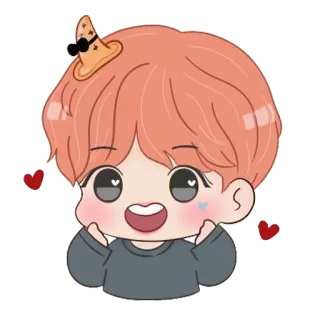 ❤️ Chibi, Niedlich, Cartoon, Kawaii, Junge, Herz, Orange Haare telegram sticker