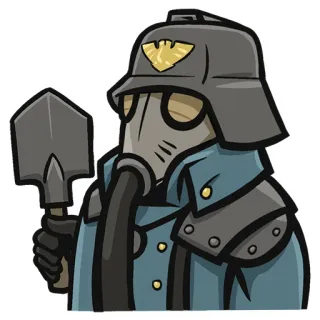 😶 warhammer, death korps, krieg, soldat, gasmaske, schaufel, militär telegram sticker