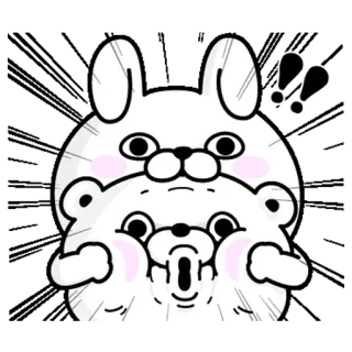 😨 ウサギ, クマ, 衝撃, 驚き, 漫画, 動物 telegram sticker
