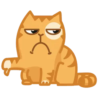 👎 kat, dier, sticker, duim omlaag, oranje, afkeer whatsapp sticker