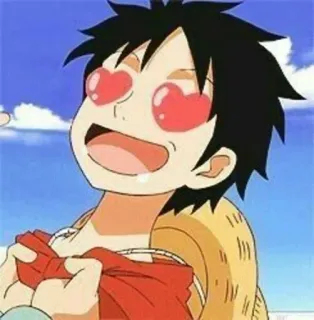🖤 Luffy One Piece Anime, Monkey D. Luffy, Liebe, Herzaugen, Cartoon, One Piece telegram sticker