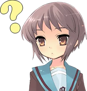 ❓ อนิเมะ, เครื่องหมายคำถาม, การ์ตูน, ผู้หญิง telegram sticker