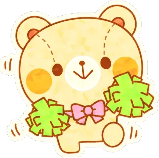 ✊ beruang, pemandu sorak, pom pom, imut, kartun, kawaii telegram sticker