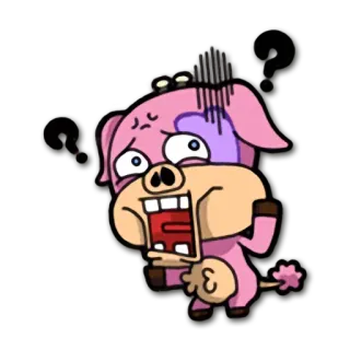 ❓ 돼지, 만화, 무서운, 충격, 캐릭터 telegram sticker