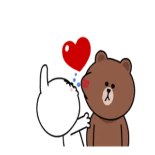 😘 медведь, кролик, любовь, поцелуй, сердце whatsapp sticker